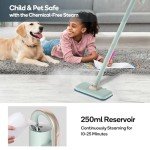 Newbealer Steam Mop & Detachable Handheld Cleaner, 250ml 1200W Powerful Floor Steamer, 3 Adjustable Levels for Carpet Laminate Hardwood Grout, Carpet Glider, 7 Multi-purpose Accessories & 2 Pads