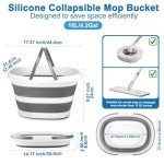 Collapsible Mop Bucket with Handle for Cleaning, 16L(4.2 Gallon) Silicone Square Mopping Bucket for Windows Cleaning or Car Washing, Cleaning Supplies Organizer Plastic Bucket for Storage