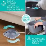 True & Tidy True Clean Spin Mop & Bucket System – Dual Compartment Design for Clean & Dirty Water, 360° Swivel Mop Head, Built-in Scrubbing Brush, Stainless Steel Handle & 2 Reusable Microfiber Pads