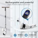 TUYU Electric Spin Scrubber, Full-Body IPX7 Waterproof Bathroom Scrubber with Power LCD Display, Adjustable Extension Handle, Cordless Shower Cleaner Brush for Bathtub Kitchen Wall Cleaning