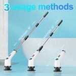 ALPONO Electric Spin Scrubber for Cleaning - Bathroom Floor Shower Scrubber with Long Handle Cordless Handheld Power Spin Brush, IPX7 7in1 400RPM LED-Screen Fast Charging