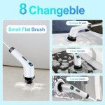 ALPONO Electric Spin Scrubber for Cleaning - Bathroom Floor Shower Scrubber with Long Handle Cordless Handheld Power Spin Brush, IPX7 7in1 400RPM LED-Screen Fast Charging
