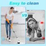 ALPONO Electric Spin Scrubber for Cleaning - Bathroom Floor Shower Scrubber with Long Handle Cordless Handheld Power Spin Brush, IPX7 7in1 400RPM LED-Screen Fast Charging