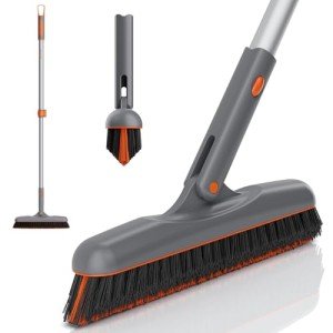 Eazer Grout Brush with Long Handle - Upgrade, 180°Rotation Tile Grout Cleaning Tool, V-Shape Shower Scrubber Cleaner Stiff Bristle for Cleaning Bathroom Wall, Baseboards, Tile Floors - 53in