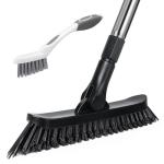 Qaestfy Grout Brush with Long Handle for Cleaning, Stiff Bristles Handheld Tile Scrub Brush, V-Shape Crevice Cleaning Brush for Floor Deep Cleaning