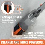Eazer Grout Brush with Long Handle - Upgrade, 180°Rotation Tile Grout Cleaning Tool, V-Shape Shower Scrubber Cleaner Stiff Bristle for Cleaning Bathroom Wall, Baseboards, Tile Floors - 53in
