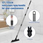 Qaestfy Grout Brush with Long Handle for Cleaning, Stiff Bristles Handheld Tile Scrub Brush, V-Shape Crevice Cleaning Brush for Floor Deep Cleaning