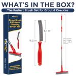 Grout Brush with Long Handle & Hard Bristle Crevice Cleaning Brush, Grout Cleaner for Tile Floors, Floor Scrubber for Tile Grout Line, Household Use, Multipurpose Gap Cleaning Tools by Foxtrot Living