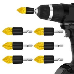 Holikme 6 Piece Drill Brush with Multi-Purpose & Grout Head,Crevice Cleaning Brush,3/4”W Drill Brush Attachment Set, Detailing Brushes for Home/Kitchen/Bathroom/Grout/Tile/Shower/Tub