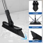 Qaestfy Grout Brush with Long Handle for Cleaning, Stiff Bristles Handheld Tile Scrub Brush, V-Shape Crevice Cleaning Brush for Floor Deep Cleaning