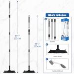 Qaestfy Grout Brush with Long Handle for Cleaning, Stiff Bristles Handheld Tile Scrub Brush, V-Shape Crevice Cleaning Brush for Floor Deep Cleaning