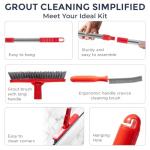 Grout Brush with Long Handle & Hard Bristle Crevice Cleaning Brush, Grout Cleaner for Tile Floors, Floor Scrubber for Tile Grout Line, Household Use, Multipurpose Gap Cleaning Tools by Foxtrot Living