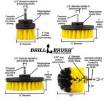 Drillbrush Shower Scrubber Cleaning Brush Set - Nylon Power Brush Tile and Grout Bathroom Cleaning Scrub Brush Kit - Power Scrubber Drill Brush Kit - Power Brush Drill Attachment Cleaning Scrubber