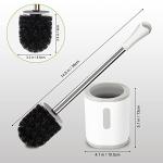 AONEZ Compact Toilet Brush & Holder, Stainless Steel Handle, Space Saving for Storage, Deep Cleaning, Drip-Proof, Easy to Assemble, Nylon Bristles, White & Grey