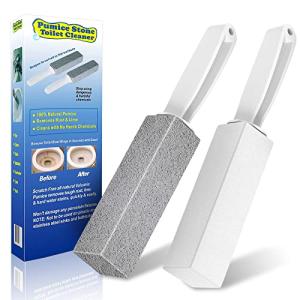 Laiyeoy Toilet Bowl Cleaner Pumice Stone -Hard Water Stain Remover with Ergonomic Handle, Powerfully Removes Toilet Bowl Rings，Rust &Lime，Ideal for Toilet Brush/BBQ Grills/Sink/Pool/Bathroom【2Pack】