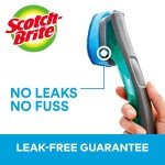 Scotch-Brite Advanced Soap Control Non-Scratch Dishwand, 1 Dish Wand, Keep Hands Out of the Mess, Prevents Soap from Leaking, Leak-Free Guarantee, Best for Nonstick Pots and Pans, Glass, Tubs, & More