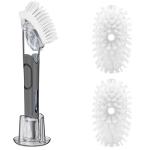 Soap Dispensing Replacement Dish Brush Storage Set with 2 PCS Brush Refills & Holder - RIMAY Dispenser Scrub Cleaning Scrubber Kitchen Dishwashing Dish Wand Handle for Dishes/Pans/Pots/Sink(Black)
