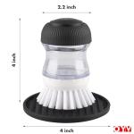 OYV Soap Dispensing Palm Brush, Dish Brush Set with Silicone Drip Tray and One Refill, Kitchen Dish Scrub Brush for Cleaning Pots, Pans, Sinks