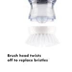 OYV Soap Dispensing Palm Brush, Dish Brush Set with Silicone Drip Tray and One Refill, Kitchen Dish Scrub Brush for Cleaning Pots, Pans, Sinks