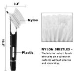 SUBEKYU Dish Brushes with Soap Dispenser, Kitchen Dish Scrubber Brushes with Handle, Dishwashing Cleaning Scrubbers for Dishes/Pans/Pots, Black, 2Pack