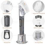 Soap Dispensing Replacement Dish Brush Storage Set with 2 PCS Brush Refills & Holder - RIMAY Dispenser Scrub Cleaning Scrubber Kitchen Dishwashing Dish Wand Handle for Dishes/Pans/Pots/Sink(Black)