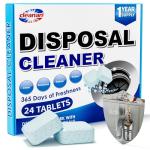 Foaming Garbage Disposal Cleaner and Deodorizer Tablets-24 Pack Food Disposal Cleaner, Quickly Eliminates Odors, XL Powerful Foaming Action, Refreshing Lemon Scent, Natural Ingredients, 1 Year Supply.