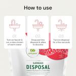 Grab Green Garbage Disposal Freshener and Cleaner Pods, 12 Count, Tangerine with Lemongrass Scent, Plant and Mineral Based, Removes Odors, Loosens Grime, Prevents Clogging