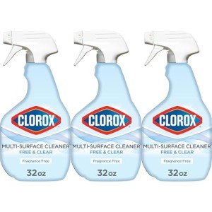 Clorox Free & Clear Multi Surface Cleaner, Spray Bottle, Fragrance Free, 32 Fluid Ounces, Pack of 3