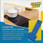 Cerama Bryte 1 x Scraper & 1 x Pad Kit Cooktop and Stove Top Cleaner for Glass - Ceramic Surfaces, 2 Piece Set