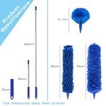 Buysenton Microfibre Duster With 100" Telescopic Extension Pole Kit for High Ceilings, Cleaning Fan Cobweb, Reusable and Washable Lightweight for Ceiling Fan Webs, Blinds