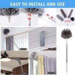 Tiumso Microfiber Feather Duster 5-in-1 Kit, Dusters for Cleaning, Duster with Extension Pole 100 Inches, Cobweb Duster, Microfiber Dusters for High Ceilings and Fans, Blinds, Cars and Furniture
