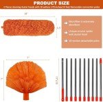 20 Feet High Reach Duster Kit with 2-14 ft Extension Pole, Cobweb & Corner Brush Cleaning Duster Kit for Cleaning, Microfiber Feather Duster Cleaner with Washable Head for Ceiling Fan, Furniture, Home
