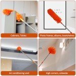 20 Feet High Reach Duster Kit with 2-14 ft Extension Pole, Cobweb & Corner Brush Cleaning Duster Kit for Cleaning, Microfiber Feather Duster Cleaner with Washable Head for Ceiling Fan, Furniture, Home