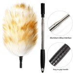 NEWONG Extendable Lambswool Duster 30-55inch with Aluminium Alloy Handle, Natural Long Feather Duster for Cleaning Fans, Ceiling, Bookshelevs, for Home&Office