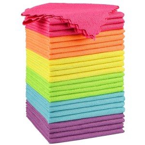 Orighty Cleaning Cloths 12x12 inch, Pack of 24, Highly Absorbent Microfiber Cleaning Supplies, Lint Free Cloths for Multiple-use, Powerful Clean Rags for House, Kitchen, Car Care (Multi-Color)