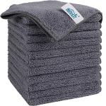 HOMEXCEL Microfiber Cleaning Cloth Grey, 12 Pack Premium Microfiber Towels for Cars, Lint Free, Scratch-Free, Highly Absorbent, Reusable Cleaning Rags for Car, Household, Kitchen, Window, 11.5"X11.5"