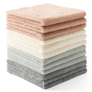 Neessno 12 Pack Cleaning Cloth,Ultra Soft Absorbent Quick Drying Microfiber Cleaning rags,No scratches,Reusable,Washable,Lint Free Cleaning Towels for Kitchen,Window,Glass,car,11.8"×11.8",(Multicolor)
