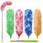 4 Pack Washable Electrostatic Duster, Extendable Pole 25" to 55", Feather Duster for Cleaning, Electrostatic Feather Duster