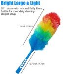 Tockrop 3 Pack Upgrade 19” Rainbow Static Feather Duster with Beandable and Washable Head - More Fibers Bigger Head Less Loss of Fiber
