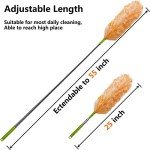 4 Pack Washable Electrostatic Duster, Extendable Pole 25" to 55", Feather Duster for Cleaning, Electrostatic Feather Duster