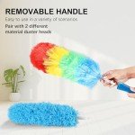iHUFeather Rainbow Static Duster 24inch Reusable Microfiber Electrostatic Dusters with 2 Beandable and Washable Duster Head for Cleaning Home, Office, Car