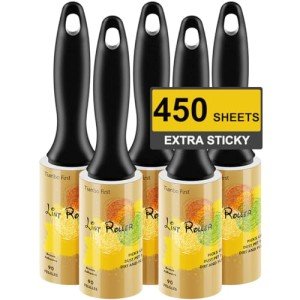 TIANBO FIRST Lint Rollers for Pet Hair, Extra Sticky Roller for Dog Cat Fur Removal, Travel Size for Clothes Couch, 450 Sheets Total, 5 Packs