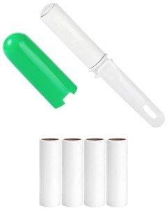 Small Lint Roller for Pet Hair Extra Sticky Travel Lint Remover with Cover and 4 Refills Total 150 Sheet Cute Lint Roller Portable in Purse Bag Car Traveling Essentials (Green)