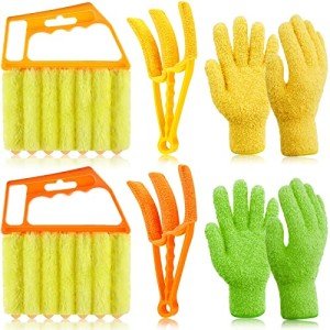 6 Pcs Window Venetian Blind Cleaner Duster Tool 2 Pcs 7 Fingers Dusting Cleaner Tool 2 Pcs Shutter Cleaner Brush and 2 Pairs Cleaning Gloves for Air Conditioner Keyboard Fan Dirt House Dust Cleaner
