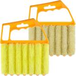 Geiserailie 2 Pcs Blind Cleaner Duster Tool 7 Finger Dusting Cleaner Tool for Window Venetian Washable Mini Handheld Brush for Air Conditioner Wood Blinds Dust Dirt (2 Color)
