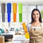 4 Pack Blinds Duster, Window Blinds Cleaner Duster Brush with 4 Microfiber Sleeves, Blinds Cleaning Tools for Window Blinds, Air Conditioner Vents, Fans, Car Vents...