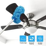 Ceiling Fan Cleaner Duster Reusable Microfiber Ceiling Fan Blade Cleaner Removable Duster with Extension Pole Adjusts 13 to 49.7 Inch for Cleaning Walls Bookshelves Furniture Door Window Top (Blue)