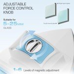 Magnetic Glass Cleaner Tools - Double Sided Windows Glass Cleaner Wiper for (5-25mm) Single Double Glass with 1 Pc Microfiber Cleaning Cloth 5-Files Adjustable Windshield Cleaner Tool for High-Rise