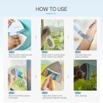 Magnetic Glass Cleaner Tools - Double Sided Windows Glass Cleaner Wiper for (5-25mm) Single Double Glass with 1 Pc Microfiber Cleaning Cloth 5-Files Adjustable Windshield Cleaner Tool for High-Rise