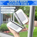 Magnetic Windshield Cleaner Tool, Widen Double-Sided Window Cleaner with Anti-Falling Rope for Glass Thickness 3-5 Inch, Adjustable Magnetic Windshield Cleaner for Car Glazed and Home High Rise Window